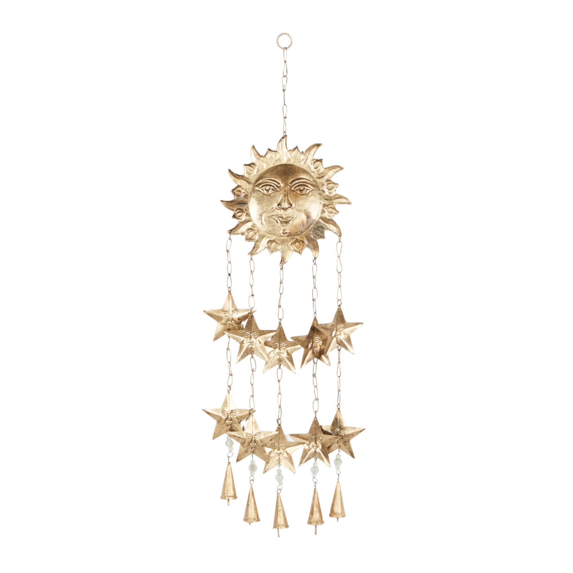 35" Gold Sun & Stars Metal Eclectic Windchime